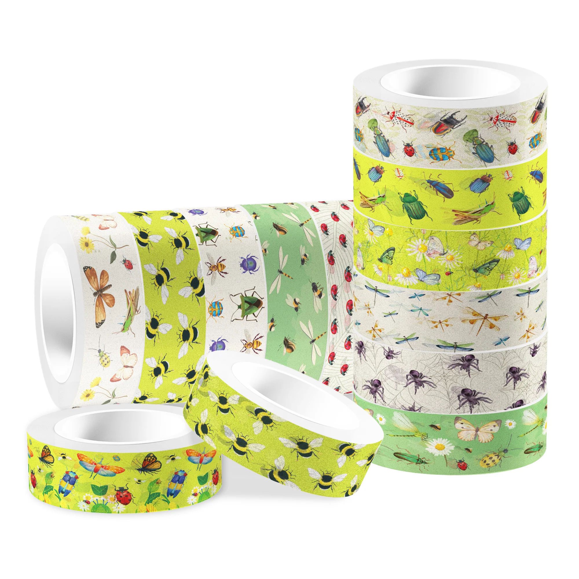 12 Rolls Cartoon Insect Bee Butterfly Masking Tape DIY Handbook Material Sticker Washi Tape Scrapbooking Birthday Gift Supplies - view 6