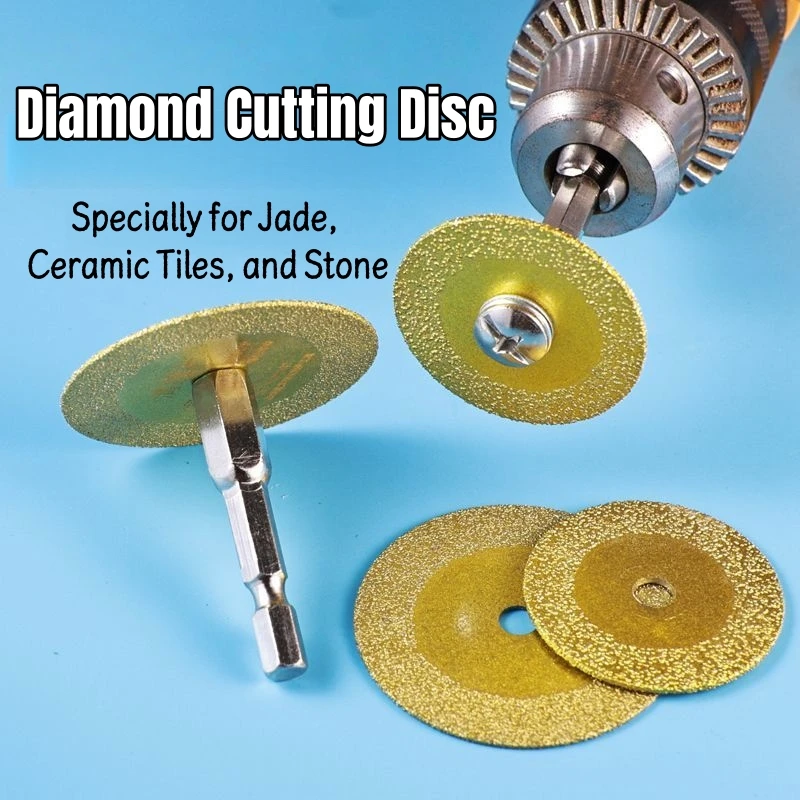 

Набор алмазных отрезных дисков 40/50/60 мм с шестигранным удлинителем для резки плитки, стекла и мрамора и отделки канавок