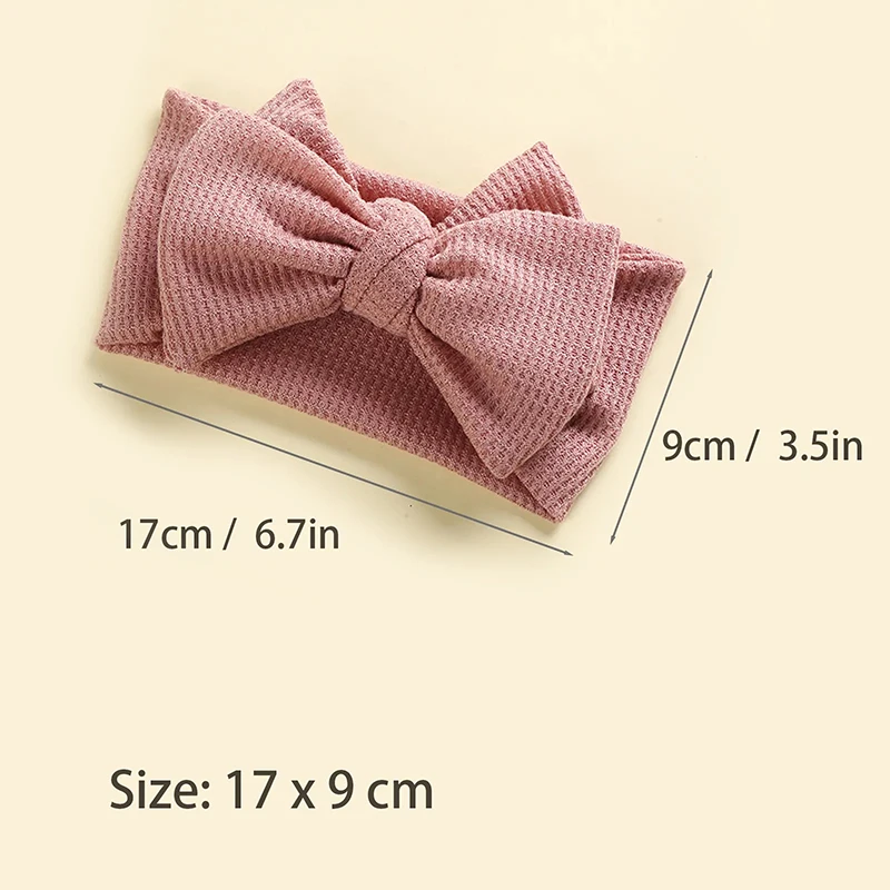 Baby Stirnband Neugeborene Baby Mädchen Haarschmuck Kinder Kopf bedeckung stricken großen Bogen Doppels chicht Kinder Haarband Turban Kopfschmuck – Detail 1