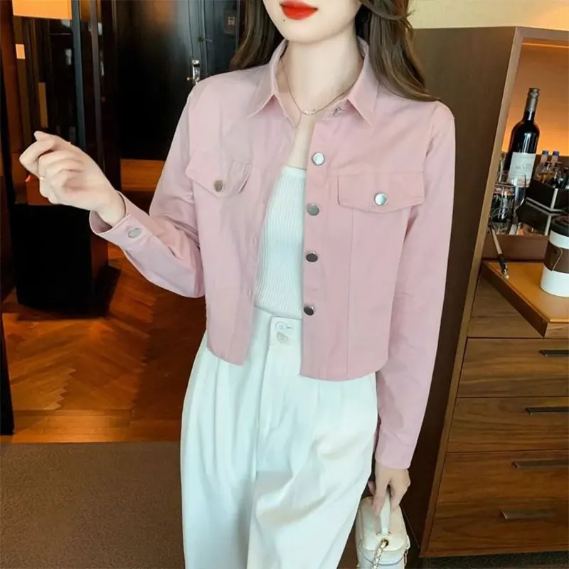 Elegant Fashion Harajuku Slim Fit Female Clothes Loose Casual All Match Tops Women Solid Button Cardigan Long Sleeve Outerwear