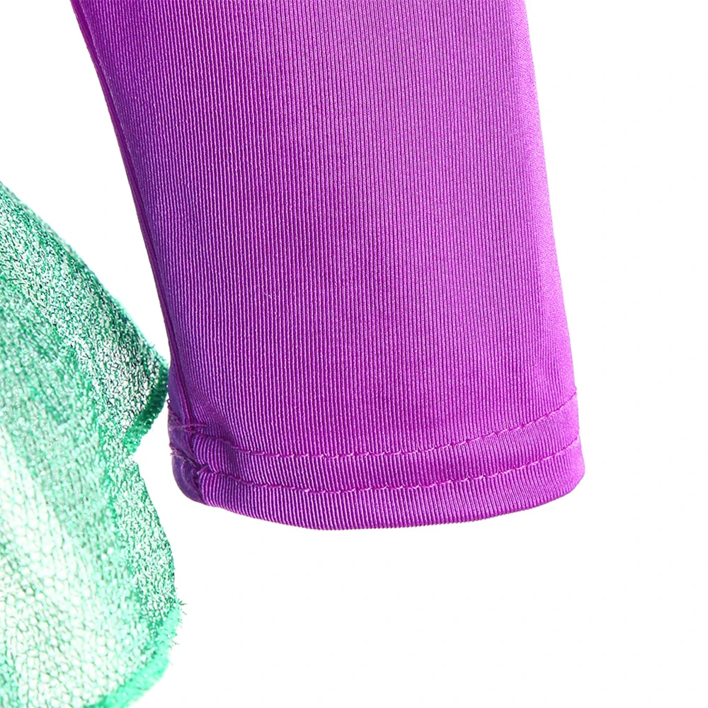 زي حورية البحر أرجواني بأكمام طويلة على شكل ذيل السمكة، فستان جميل لمجموعة حفلات الشاطئ للفتيات #5