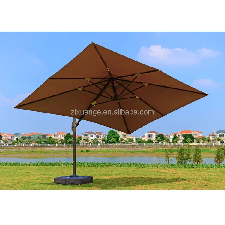 High Quality Large Square Shape Hanging Outdoor Roman Garden Canopy Cantilever Parasol 3.5m Patio Parasol Umbrellas for Beach