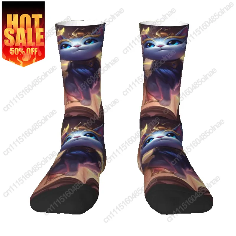 Sock Fun Printed League Battle Game Legends For Men Women Stretchy Summer Autumn Winter Yuumi Magical Cat Crew Socks