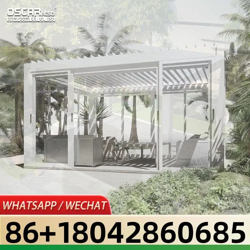 Sustainable Waterproof 8x8 Louvered Aluminum Patio Shelter Outdoor Pavilion for Backyard Garden Terrace Setup pergola