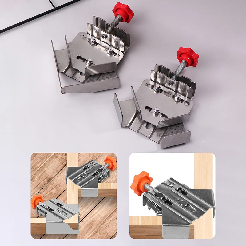 Morsetto ad angolo retto in acciaio inossidabile 90 °   Morsetto di posizionamento rapido Ganascia oscillante regolabile per giunzioni di pannelli in legno fai-da-te
