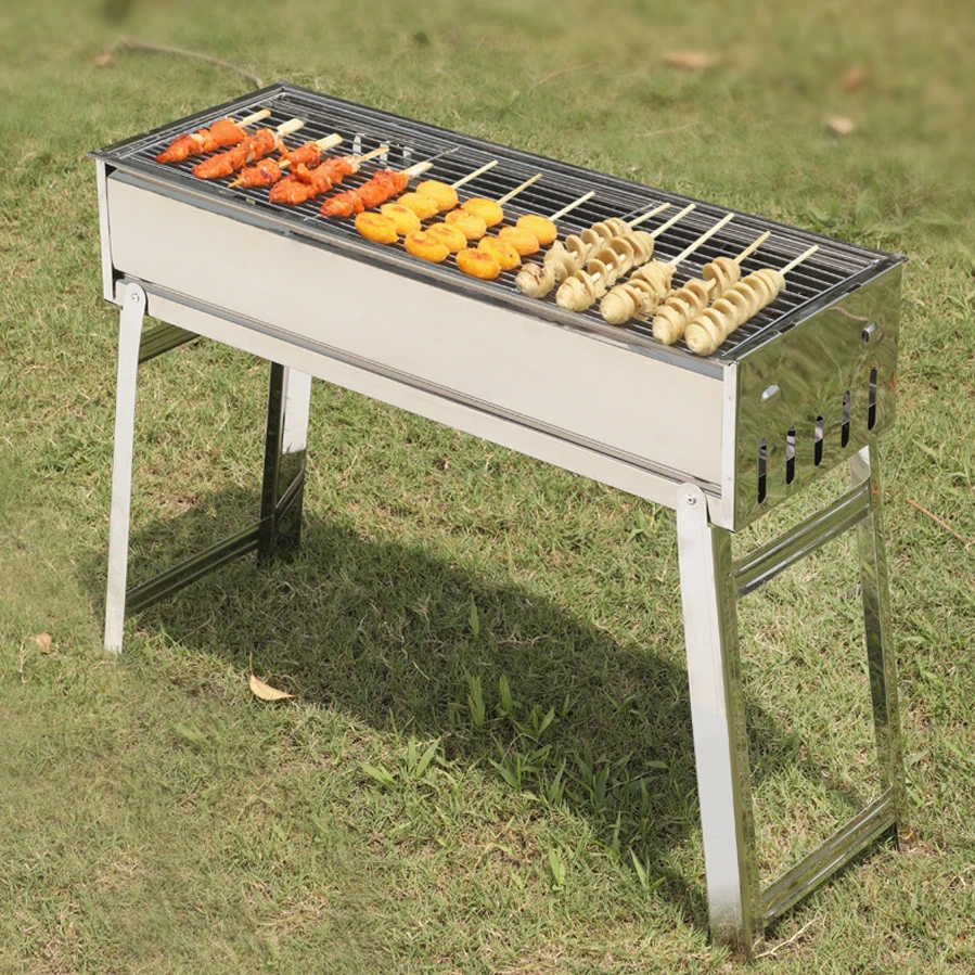 

Outdoor Stainless Steel Large BBQ Grill Tool Folding Portable Barbecue Charcoal Grill