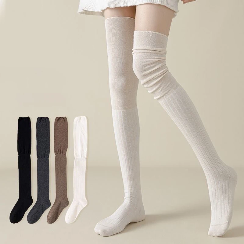 

Women's Stockings Solid Color Simple Versatile Fashionable Sweet Long Tube Stacking Socks Anti Slip High-quality Socks For Girl