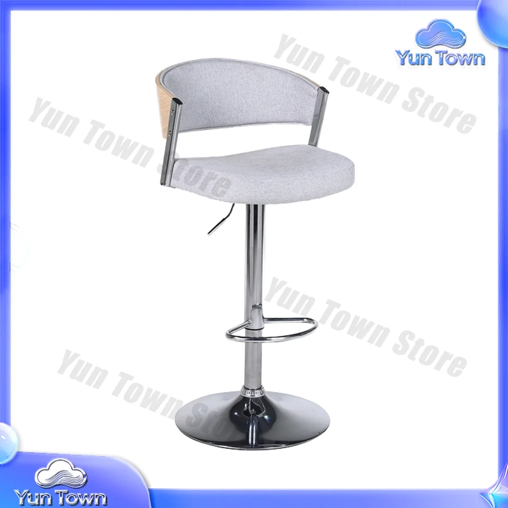 Modern Dining Bar Stool With Curved Back, Footrest, And Adjustable Height - White Base