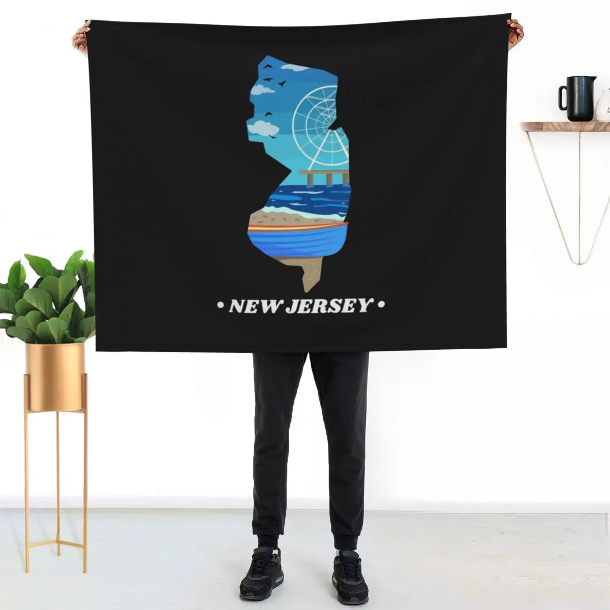 State of New Jersey Throw Blanket Fashion Sofas bed plaid anime Luxury Designer warm for winter christmas gifts Blankets