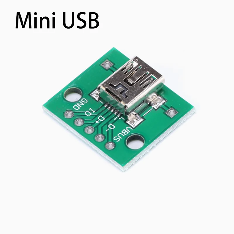 1Pcs Mini USB to DIP 2.54mm Adapter Connector Module Board Panel Female 5-Pin  2.54mm Mini USB PCB Type Parts ﻿