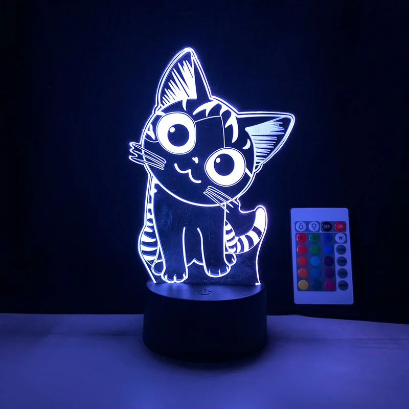 Cute 3D Cat Night Light Kids LED Cat Lamp Lovely USB Acrylic Glasses Table Nightlight for Children Gift Bedroom Room Decor Light