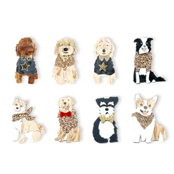 1pcs New Arrival Corgi dog Brooch (Safety Pin) cute Laser Cut Acrylic Jewelry Handmade