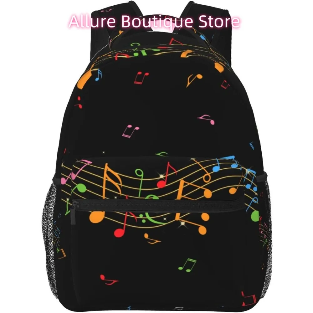 

laptop bag back to school Colorful Funny Music Notes Lightweight Laptop Backpack Lightweight Multipurpose Travel Casual Daypack