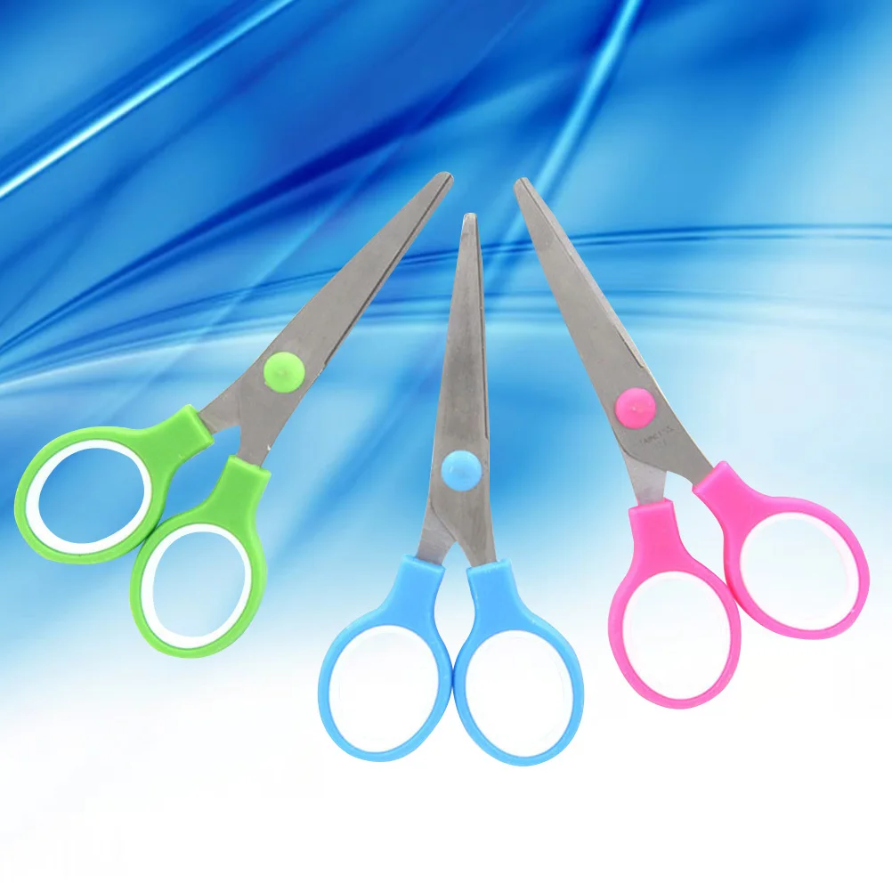 6Pcs Student Scissors Premium Stainless Steel Safe Edge for Projects Paper Cutting School Stationery Scrapbooking