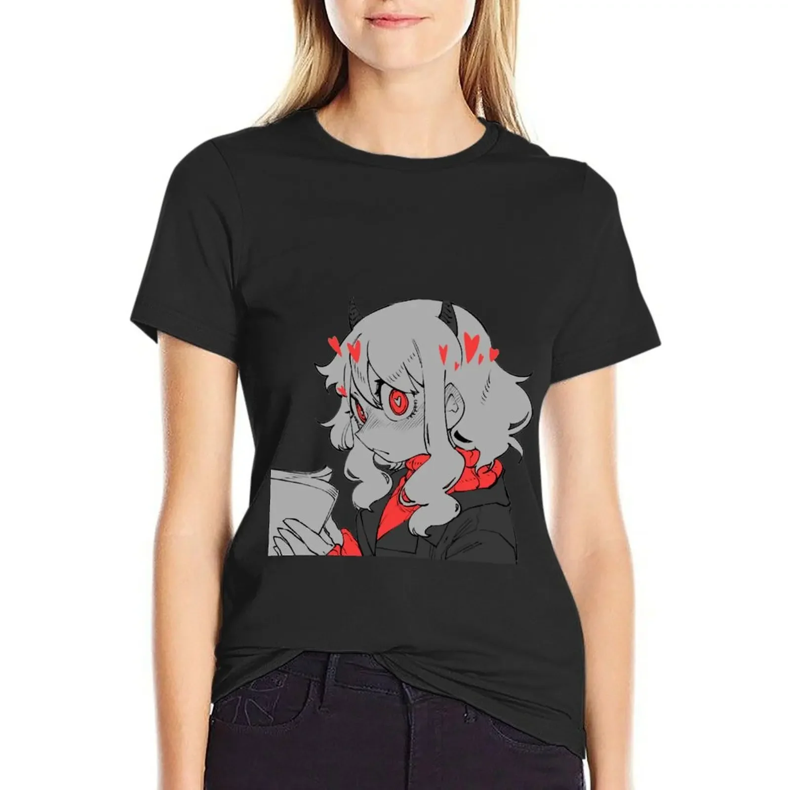 

Helltaker T-Shirt animal prinfor female anime Female clothing t-shirts for Women loose fit