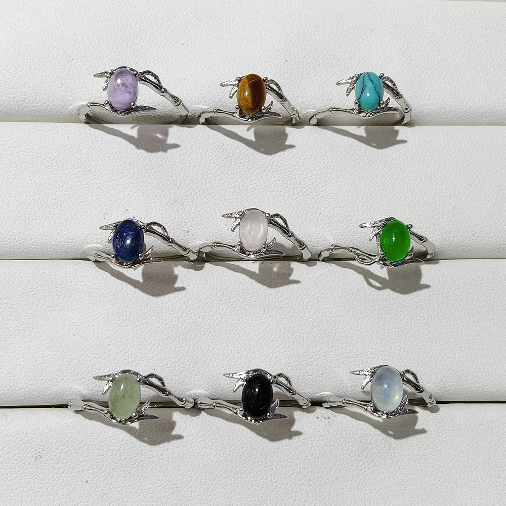 1 pieza 100% piedra preciosa de peridoto de topacio y amatista granate natural para mujer anillo de plata chapado en cobre ajustable para fiestas y regalos
