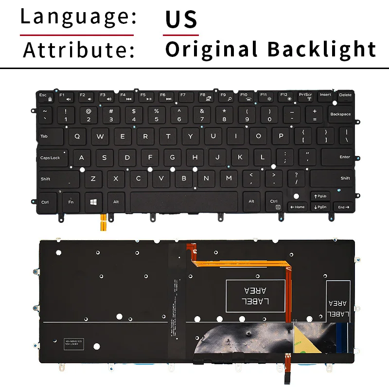 Teclado retroiluminado de EE. UU. Para portátil DELL Inspiron XPS 13, 7000, 7347, 7348, 7352, 7353, 7359, 15, 7547, 7548, 9343, 9350, 9360, N7548, negro