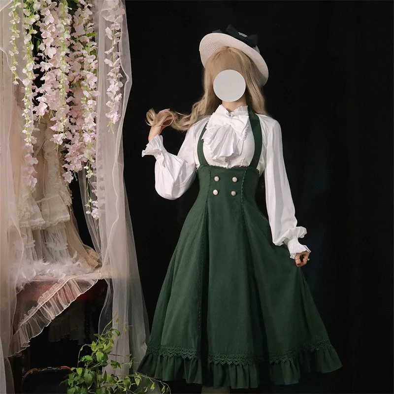 فستان كلاسيكي معقد على الطراز الفرنسي فستان بحمالات كلاسيكية لربيع وخريف عتيق فستان رسن Jsk لوليتا 2025 جديد حار