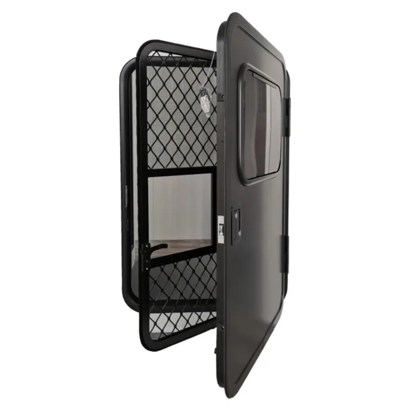 2025 أبواب قافلة مقطورة RV مفتوحة يسارًا/يمينًا مع قفل نقطة واحدة ونافذة دفع من الأكريليك #3