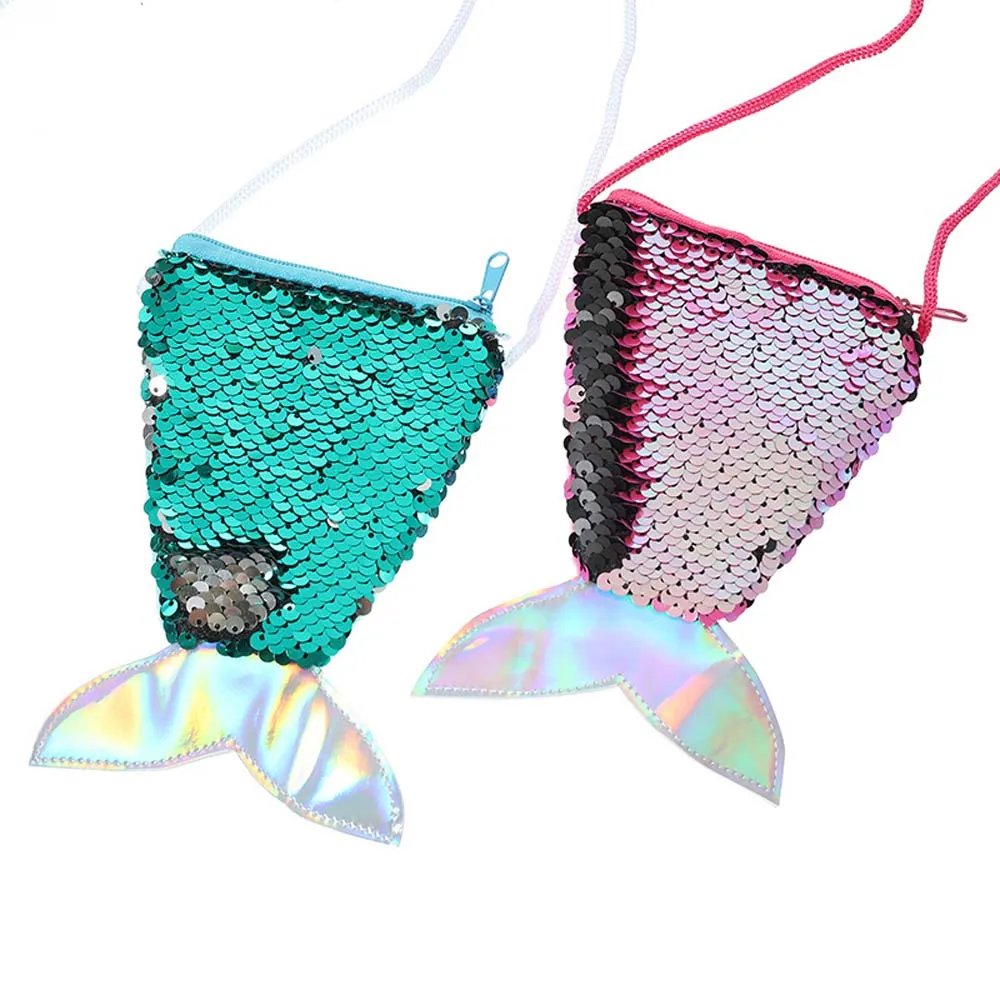 Money Pouch Mermaid Tail Sequin Coin Purse Sundries Bag Fish Tail Girls Sequin Crossbody Bag Toys Storage Protective Case