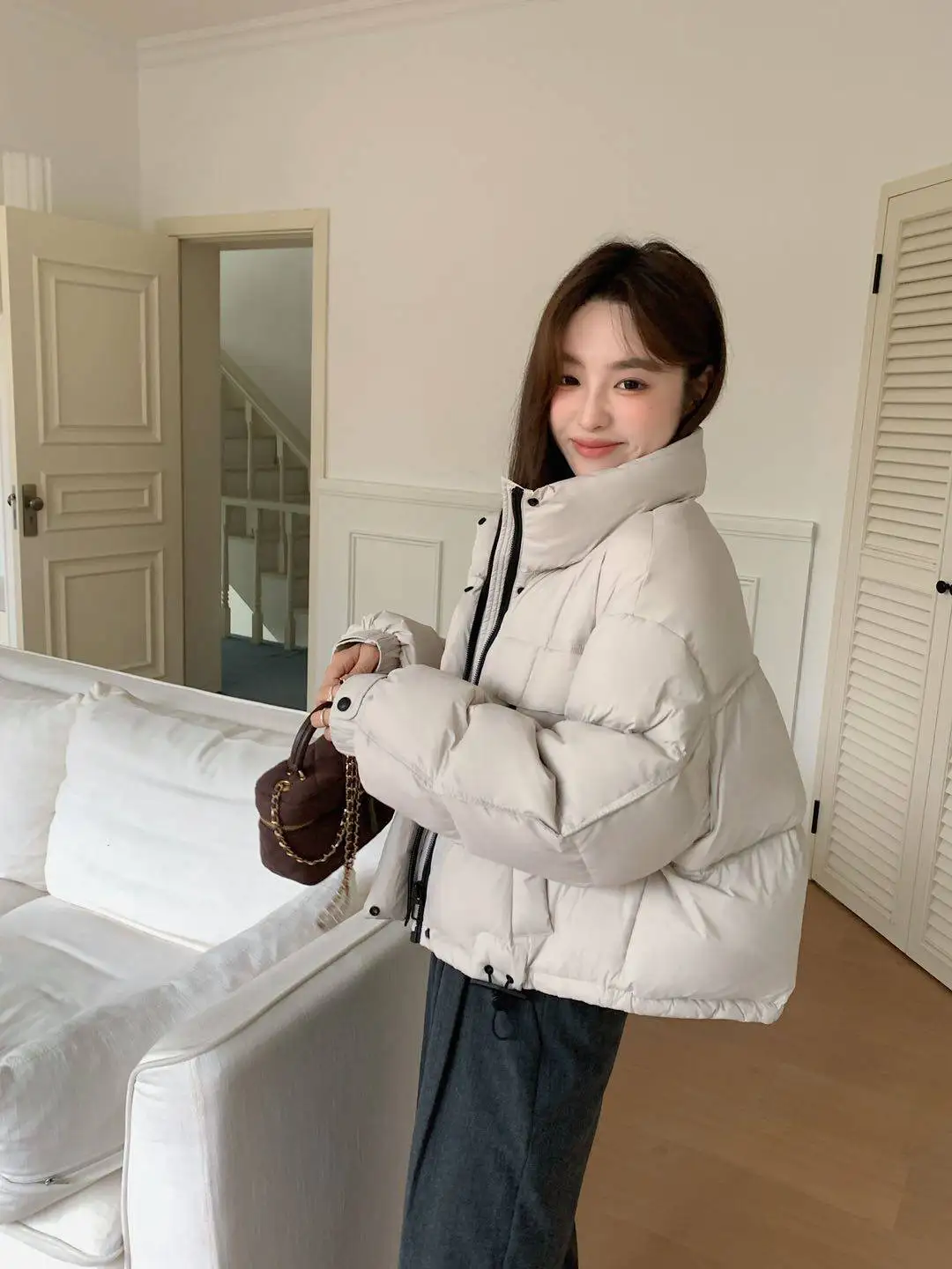 2026 Autumn Winter Women's Short Down Jacket Korean Stand Collar Puffer Jackets Women Warm Fashion Multicolor Thick Outerwear