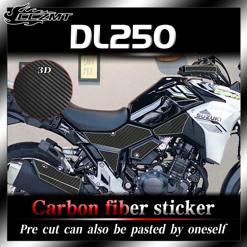 For Suzuki DL250 3D carbon fiber protective stickers film modified accessories waterproof scratch resistant and wear-resistant