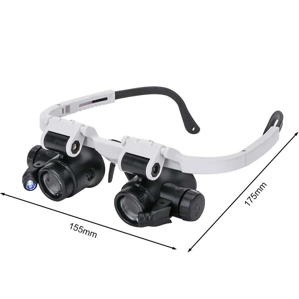 8X/15X/23X Head-mounted LED Magnifying Glass 2XLED Watch Jeweler Repair Reading Observation Telescopic Magnifier Glasses