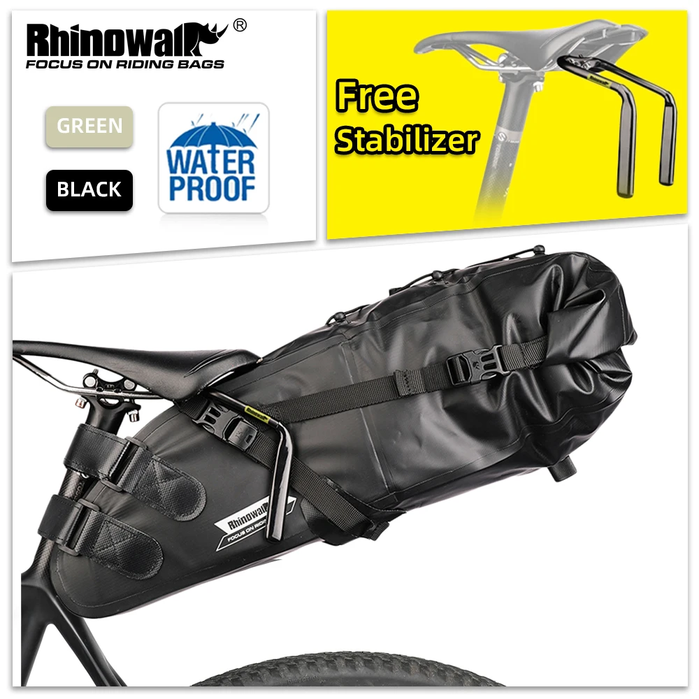 Rhinowalk Bicycle Saddle Bag 5L/10L/13L Waterproof Tail Seat bag With Free Stabilizer Bracket Big Capacity Bike Pannier Pack