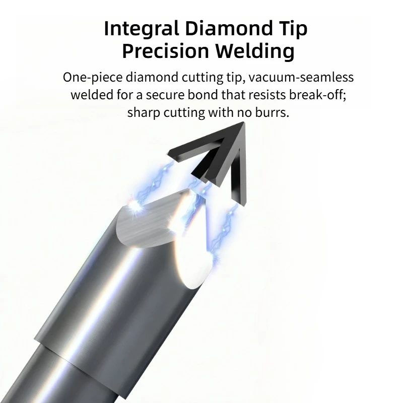 Weitol 1pc 6mm Diamond 4 Flutes Engraving Bits PCD CNC router bits for marble, granite, bluestone milling cutter