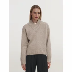 Cos Lris2024 Women's Autumn New Collection French Style Simple and Casual V-neck Knitted Sweater 05694549706