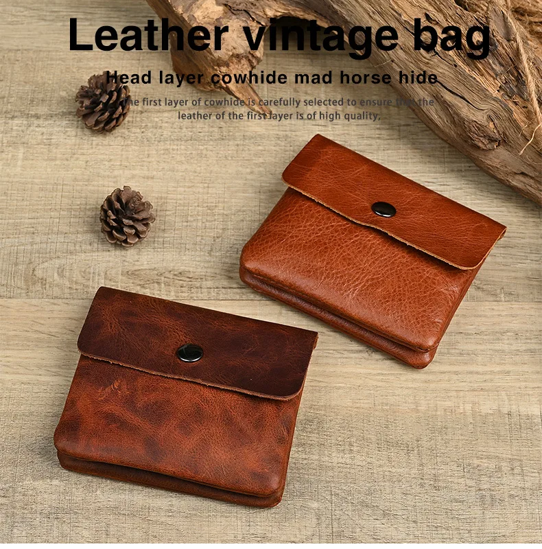 

Кошелек из натуральной кожи в японском стиле, карман для монет на молнии с короткой пряжкой, кошелек для монет для хранения ключей