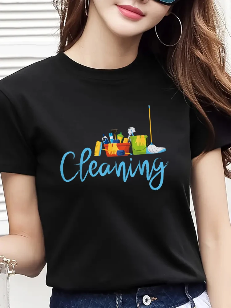 Womens Funny Cleaning Is My Therapy Housekeeping Mom T-Shirt T-Shirt Father's Day T-shirts Women Graphic Tee Ladies Tshirts