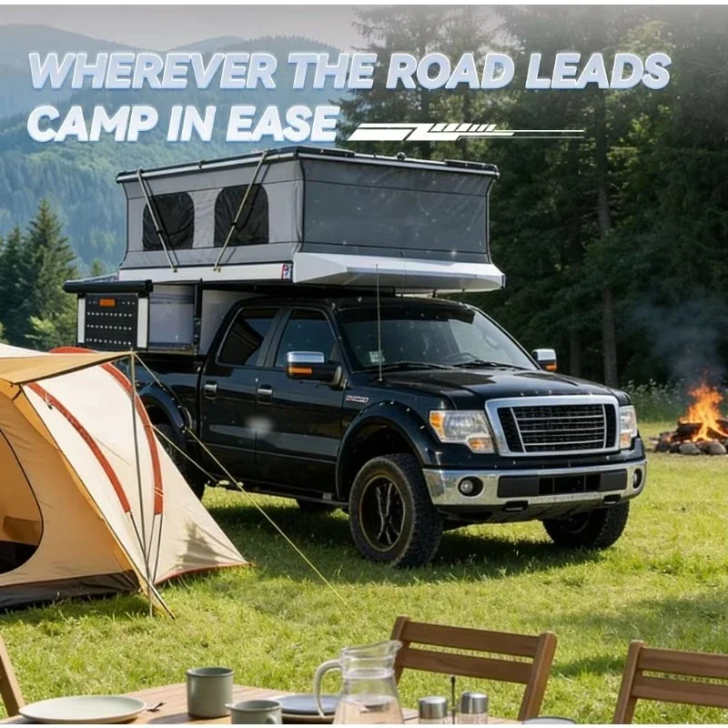 Aluminum Lightweight Foldable Waterproof Expanded Travel Caravan Modern Style Rv Trailer Truck Camper Outdoor Camping