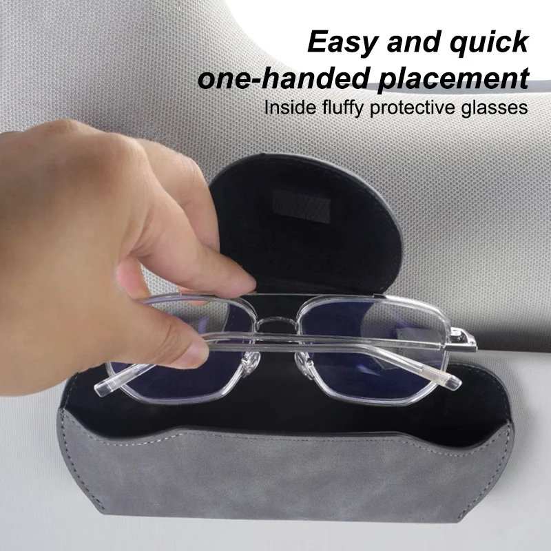 Suede Car Sunglasses Holder Clip Universal Car Sun Visor Glasses Convenient Storage Flip Organizer Decor Auto Interior Accessory