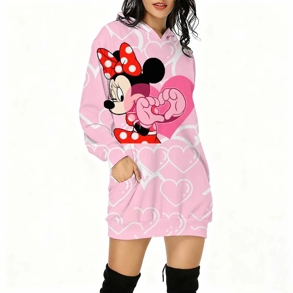 

Disney Mickey Mouse Printed Spring and Autumn Sweatshirt Hoodie Drawstring Round Neck Long Sleeve Women's Casual Clothing