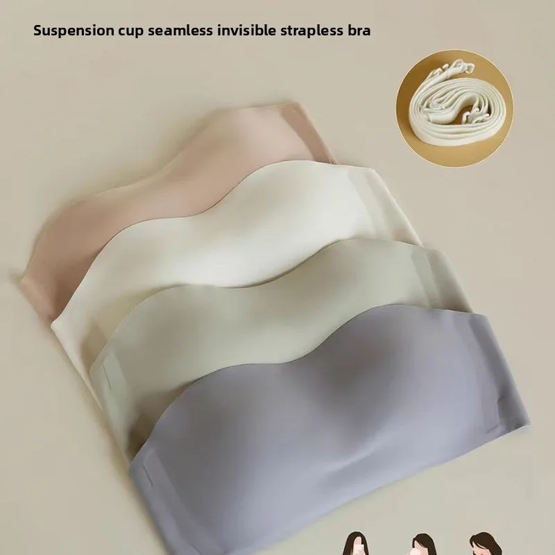 Summer Lightweight Strapless Seamless Bra for Women, Non-slip, Enhances Small Bust, Makes It Look Bigger, Invisible, Wire-Free view 3