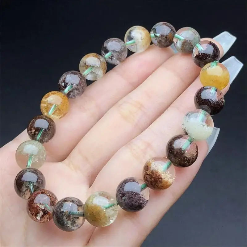 11MM Natural Colored Garden Quartz Bracelet Woman Man Fengshui Healing Wealth Beads Crystal Birthday Lucky Gift 1pcs