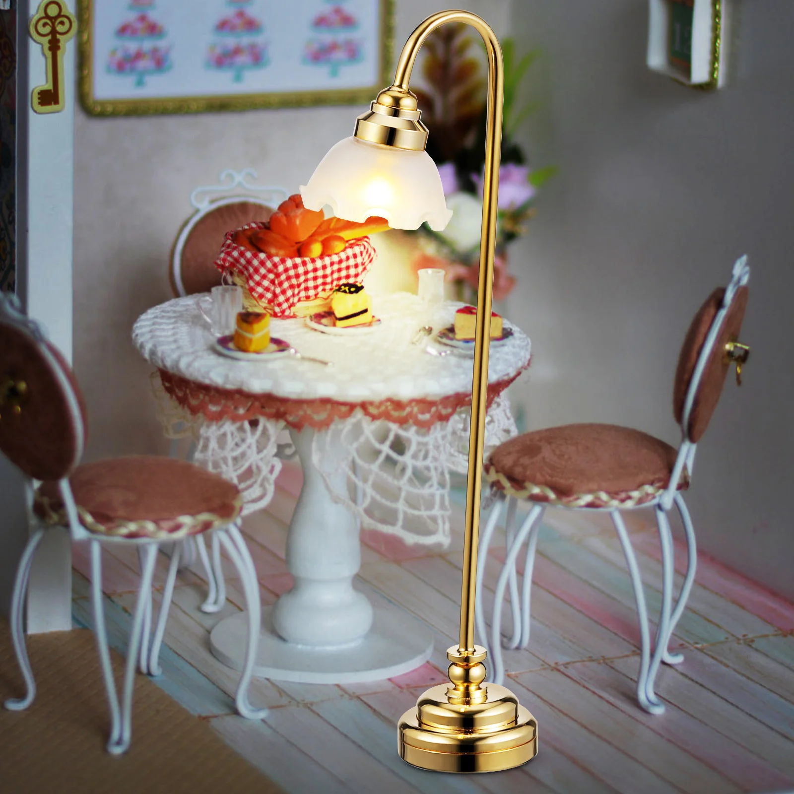 2pcs Mini Table Lamp Operated Warm Glow Dollhouse Lighting Decor For Miniature House Diy Room Decoration Ornament