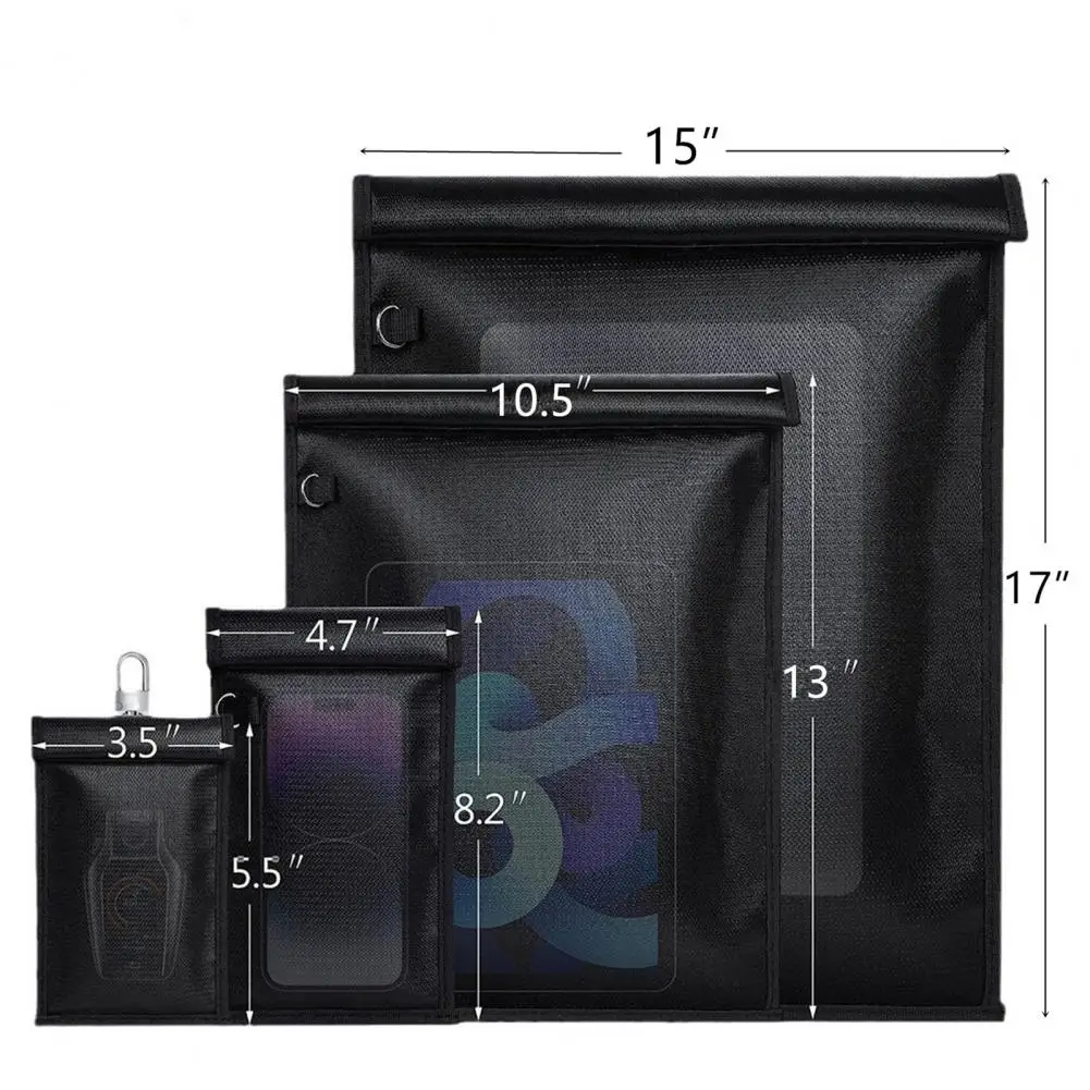 Faraday Bag Laptops Tablets Faraday Cage RFID Signal Block Bag Fireproof Shielding Bag for Laptops Tablets Phones & Car Keys