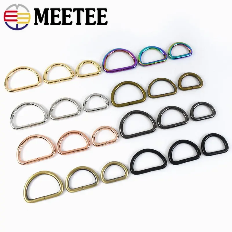 10Pcs 13-50mm Metal Buckles Webbing Connector Hook Bag Strap Adjust D Ring Clasp Belt Clothes Buckle DIY Sewing Accessories