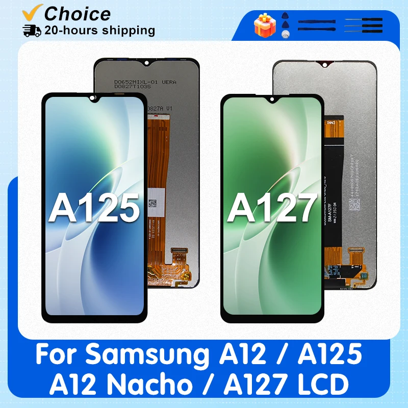 Pantalla IPS para Samsung A12, pantalla LCD A125, A125F, A125U, reemplazo de pantalla táctil para Galaxy A127, pantalla LCD A12 Nacho, pantalla A127F, A127M