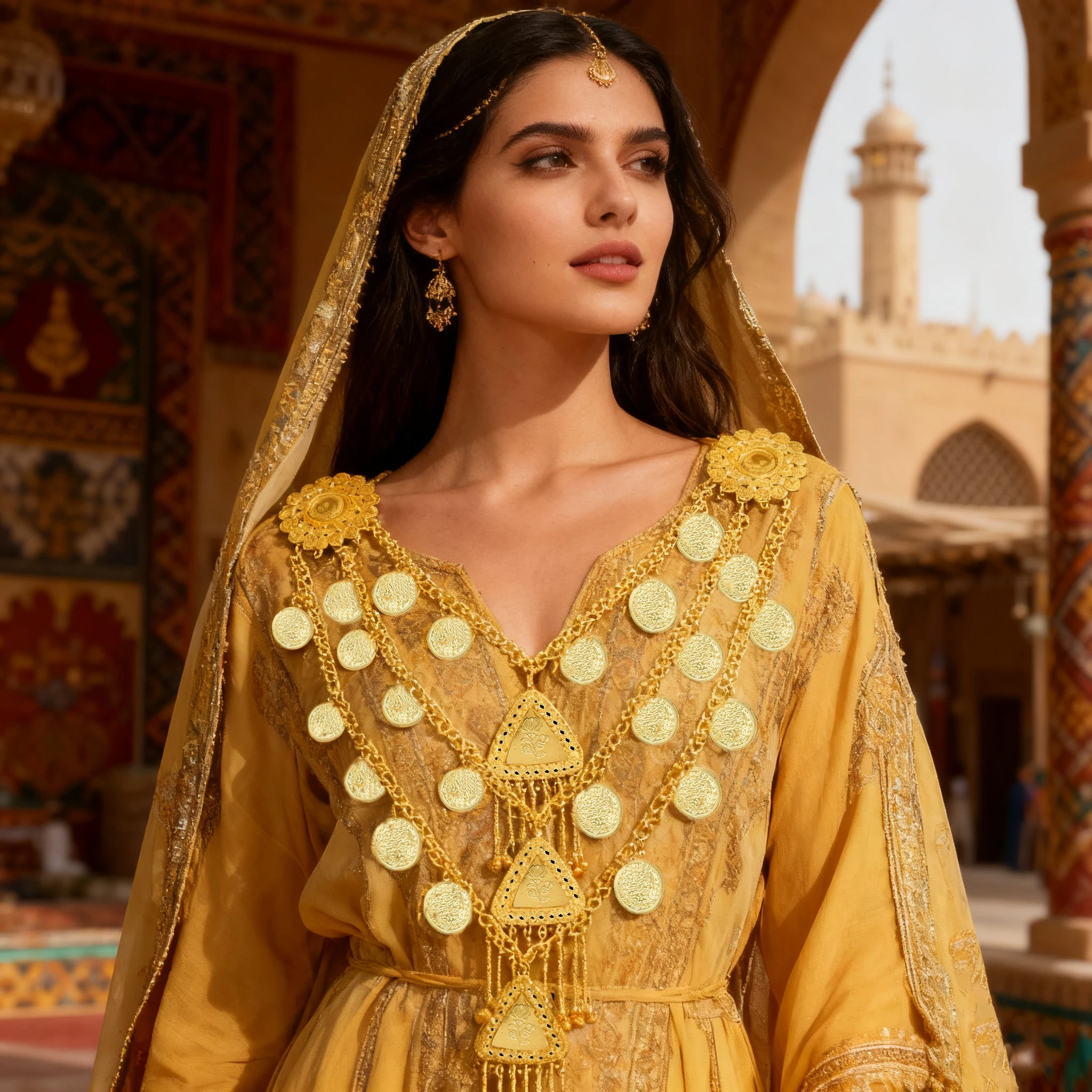 

Middle Eastern Fashion Luxurious Gold Multi-Layer Coin Tassel Triangle Hollow Pendant Alloy Brooch Scarf Fashion Accessory