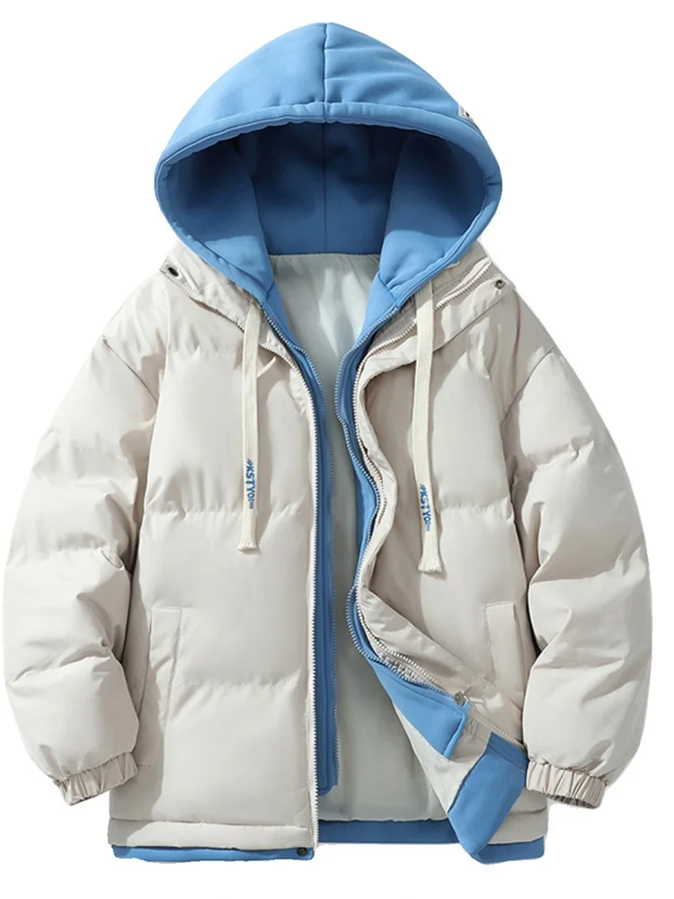 

Men's Thiened Warmth Cotton Jaet Hooded down Filling Youth Faion Winter Outerwear Zipper Closure Long Sve Regular Fit