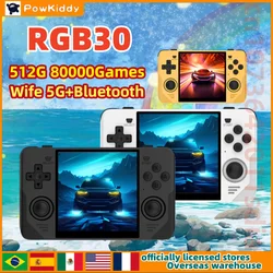 POWKIDDY RGB30 Portable Handheld Game Console 4 Inch HD IPS Screen Handheld Video Players WIFI 512GPSP Double Joystick HDMI Gift