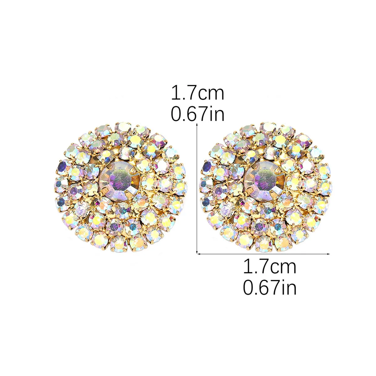 TREAZY Shiny Multicolor Rhinestones Round Stud Earrings Simple Fashion Crystal Statement Women Jewelry Wedding Party Earrings
