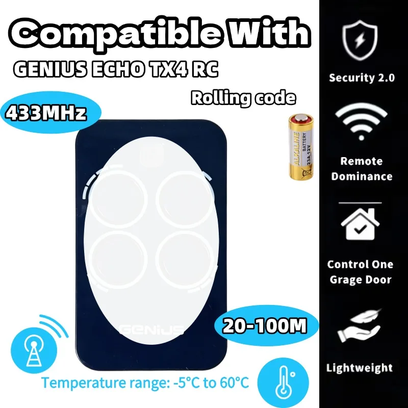 

ECHO TX4 RC 433MHz GENIUS Rolling Code Remote Control Garage Door