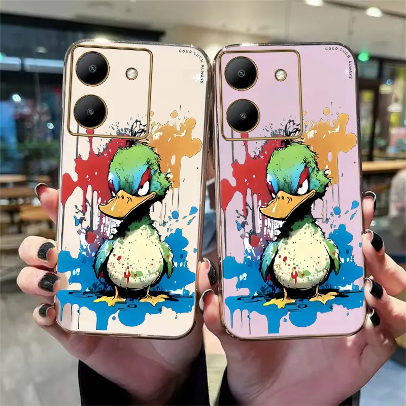 Smart7 Doodle Duck Plating Phone Case For Infinix Smart 6HD 6 4 4C Zero XNeo XPro X 20 Hot 20 12 11 10 9 Cover