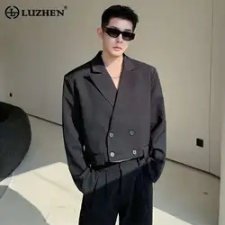 LUZHEN Elegant Fashion Korean Double Breasted Short Outerwear Men's 2025 New Trendy Street Handsome Versatile Suit Jacket LZ7171