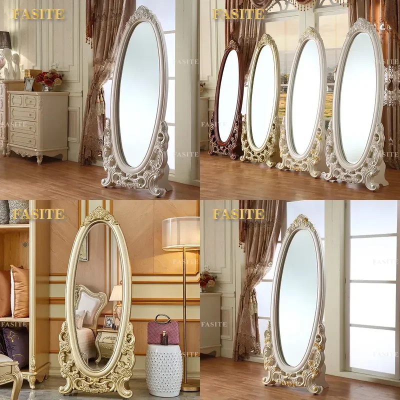 For Nordic Light Luxury Retro French Full Length Mirror Bedroom Home Floor Mirror Clothing Store Vertical High Definition