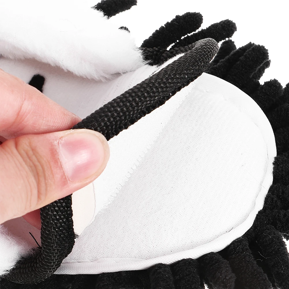 

1Pair Chenille Mop Slippers Cow Pattern Detachable Washable Dust Mop Shoes for Floor Cleaning Home Office Efficient Dusting